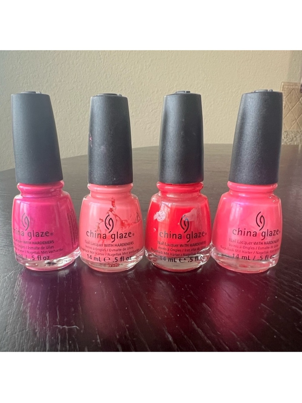 China Glaze Pink Nail Polish Set set of 4 pink shades, mostly full
